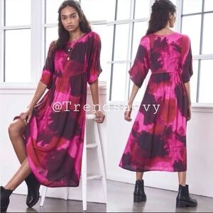 Anthropologie Lysandra Tie Dye Maxi Dress XS Pink Boho Resort Vacation NWT Chic